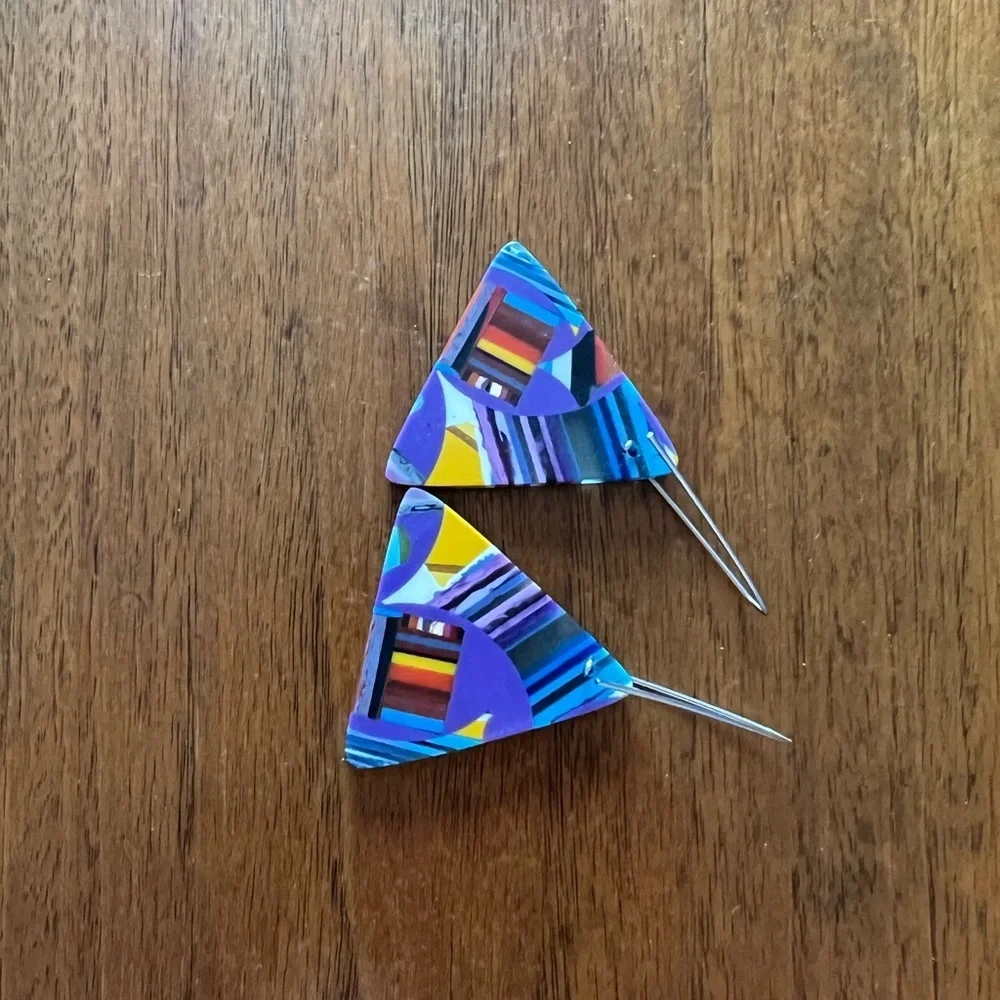 Colorful Geometric Earrings - Picture 2 of 4